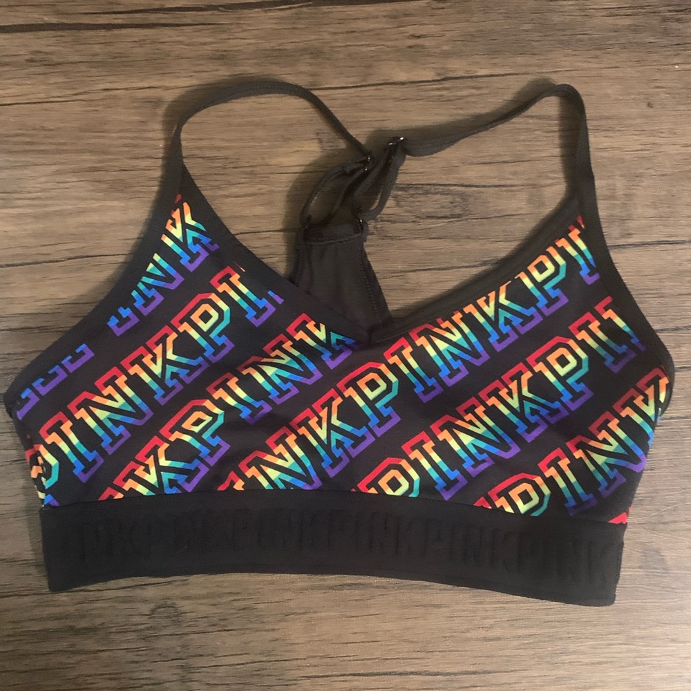Rainbow pink sports bra